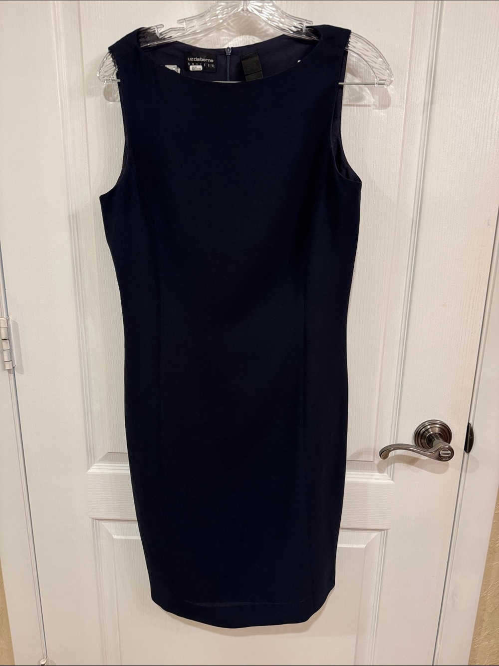 Liz Claiborne Navy Sleeveless Midi Sheath Dress